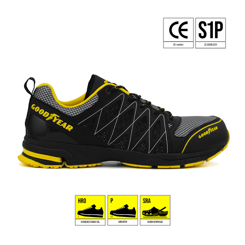 GOODYEAR SIKKERHEDSSKO DAME SORT/GUL