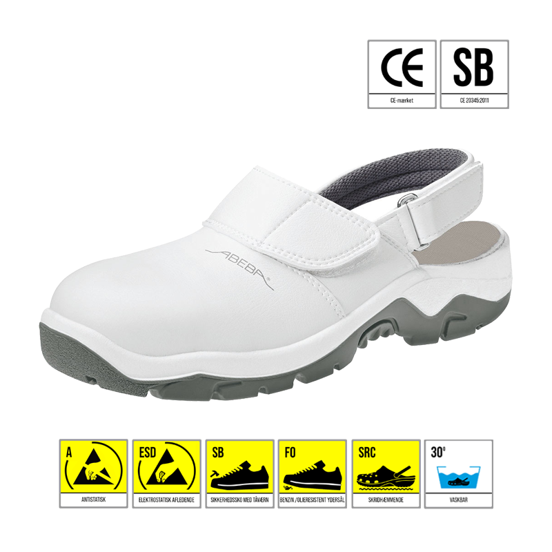 ABEBA CLOGS HVID M/STÅL