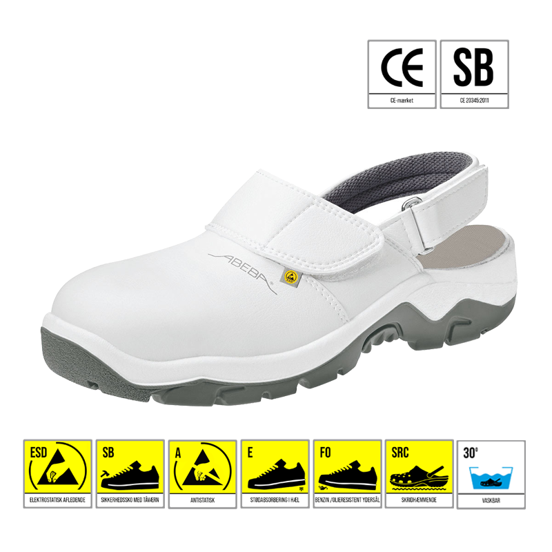 ABEBA CLOGS HVID M TÅKAPPE ESD