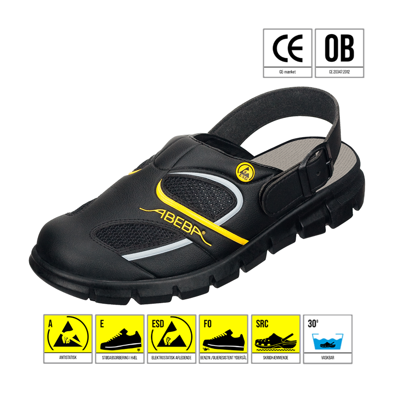 ABEBA CLOGS SORT/GUL ESD