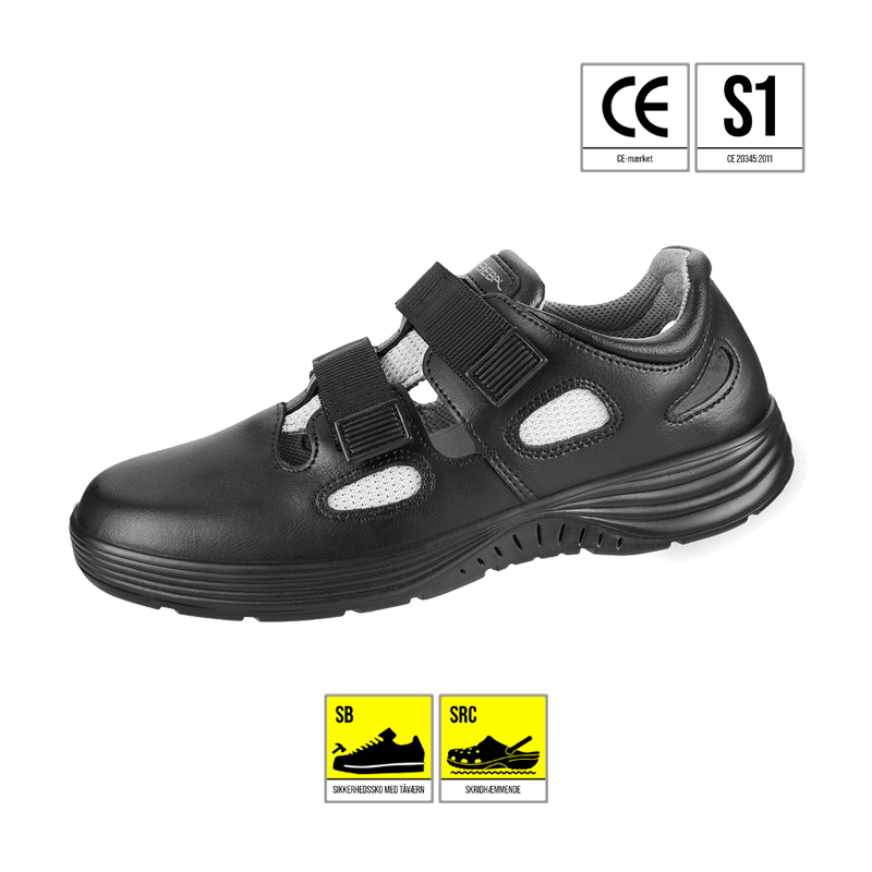 ABEBA SANDAL SORT M/STÅL