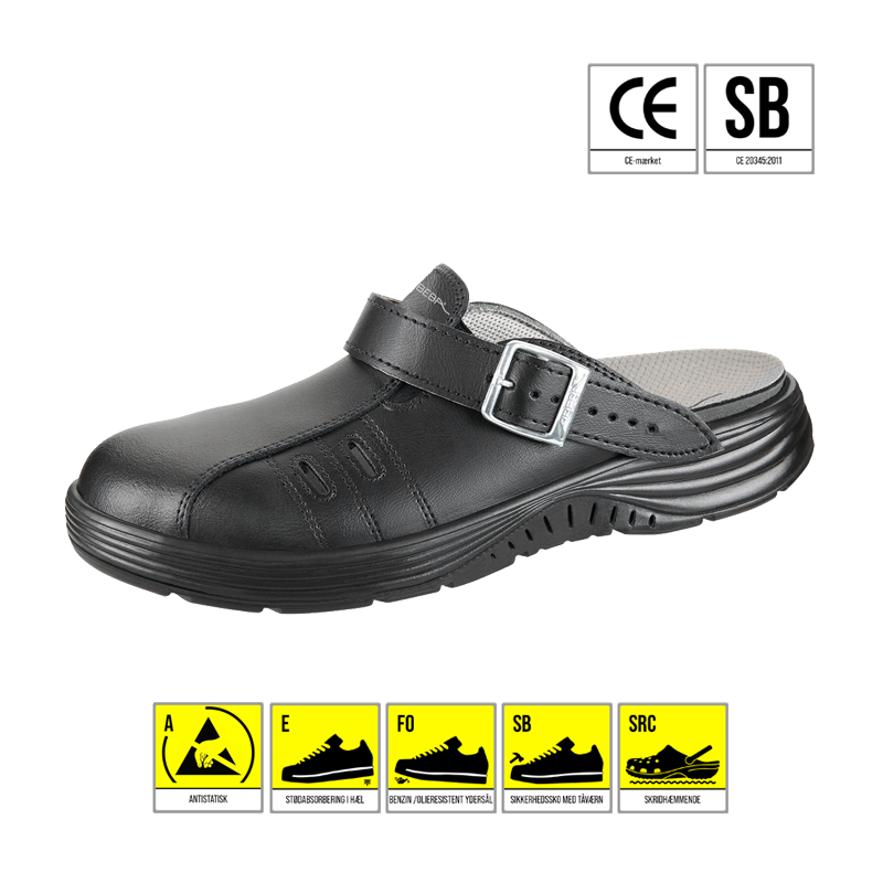 ABEBA CLOGS SORT M/STÅL