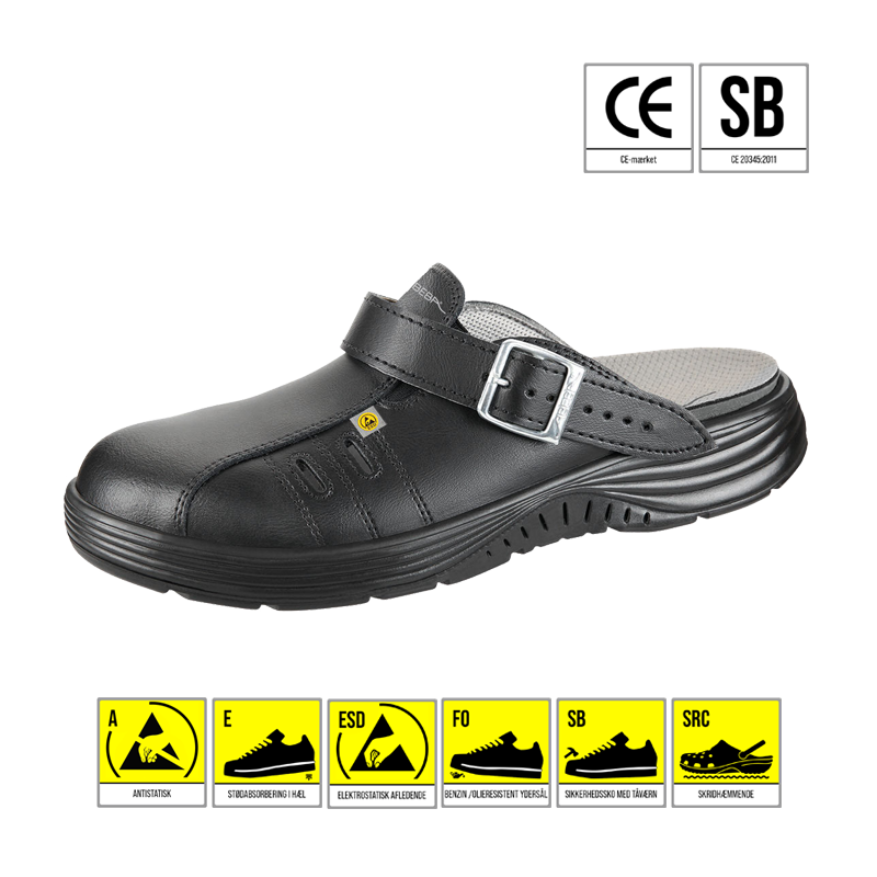 ABEBA CLOGS SORT ESD M/STÅL